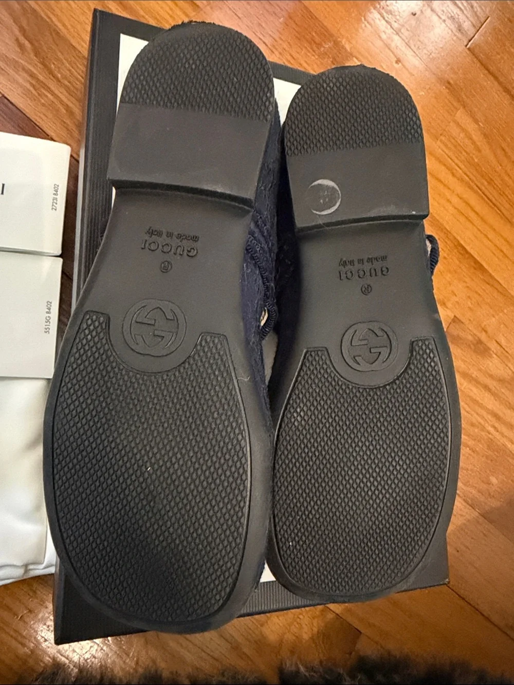Gucci Kids Navy GG Jacquard Mary Jane Flats size 29